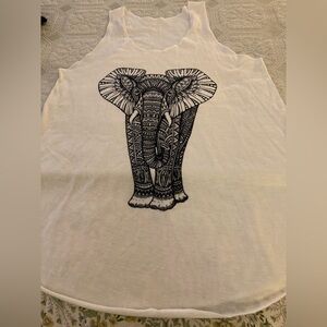 NWOT Tribal Indian Elephant Tattoo Large Print Women's Vest Tank Top